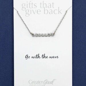 FOR THE LOVE OF THE OCEAN Waves Pewter Necklace NEW